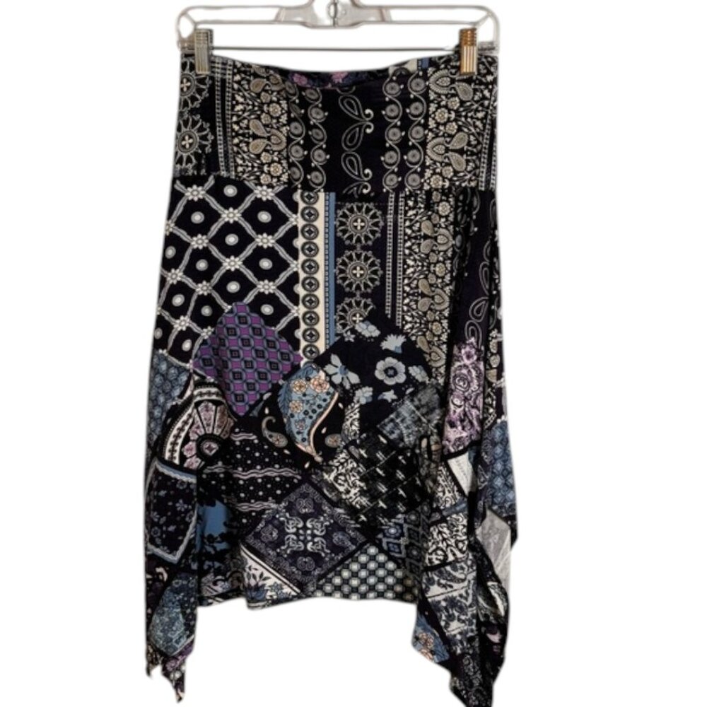 Desigual Patchwork Print Asymmetrical Handkerchie… - image 1